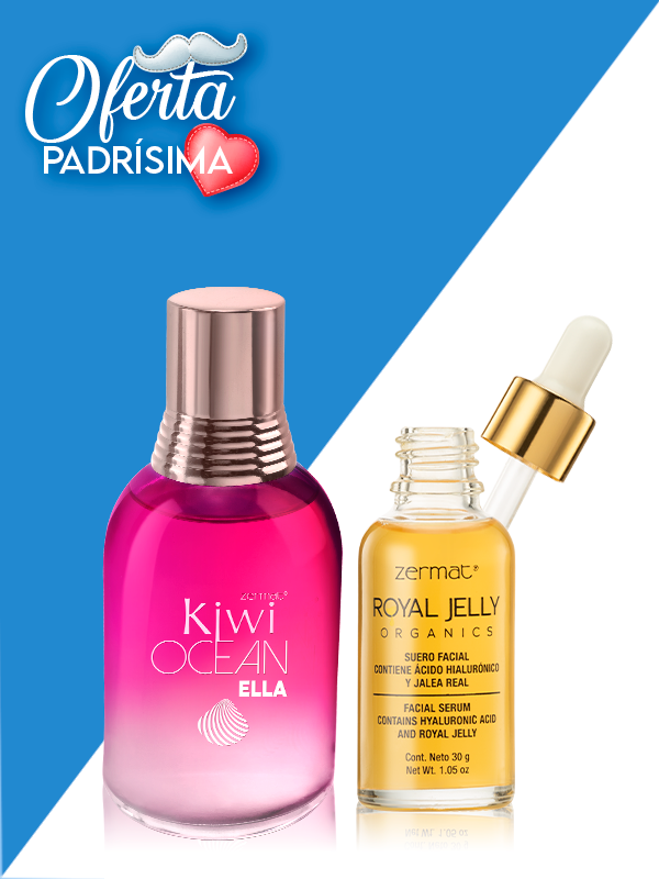 Fragancia Kiwi Ocean Ella + Suero Facial con Jalea Real y Ácido Hialurónico Royal Jelly Organics