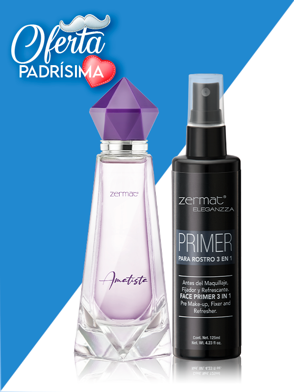 Fragancia Amatista + Primer para Rostro 3 en 1 Eleganzza