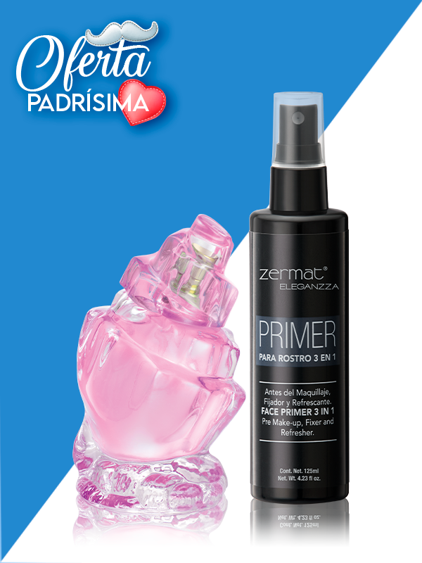 Fragancia Caribe Rose + Primer para Rostro 3 en 1 Eleganzza