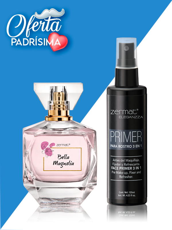 Fragancia Bella Magnolia Floralia + Primer para Rostro 3 en 1 Eleganzza