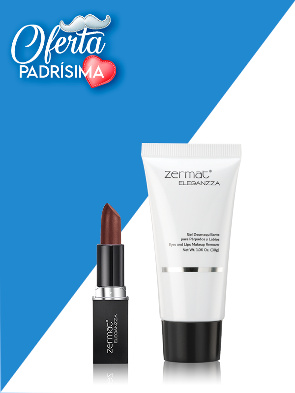 Labial Semimate con Vitamina E Café Desértico + Gel Desmaquillante para Párpados y Labios