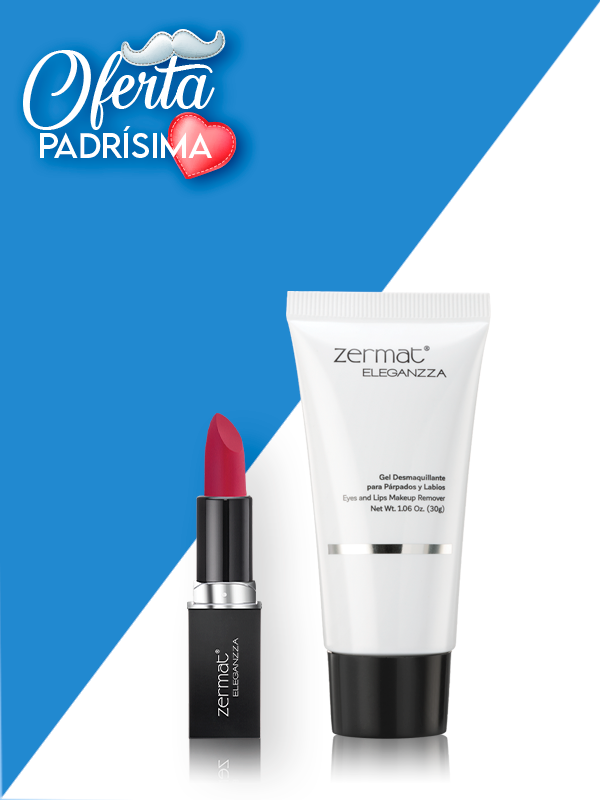 Labial Semimate con Vitamina E Rojo Bugambilia + Gel Desmaquillante para Párpados y Labios