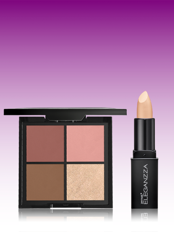 Paleta de Rubores Eleganzza + Corrector de Maquillaje Tono Luz Eleganzza