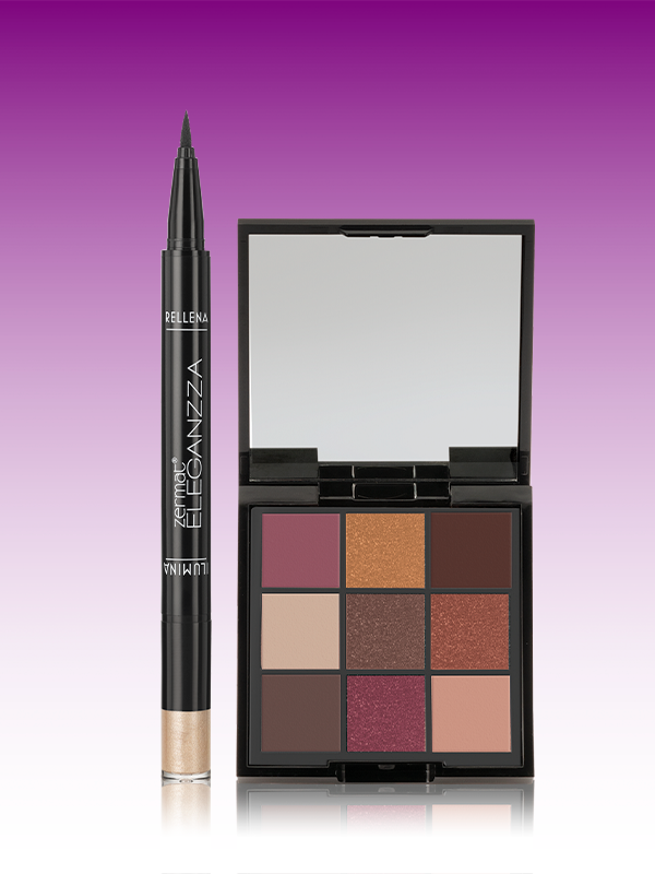 Paleta de Sombras - Choco Velvet Eleganzza + Delineador e Iluminador para Cejas