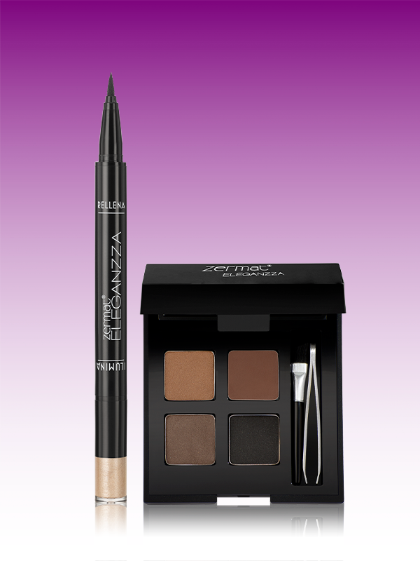 Estuche Perfeccionador de Cejas Eleganzza + Delineador e Iluminador para Cejas
