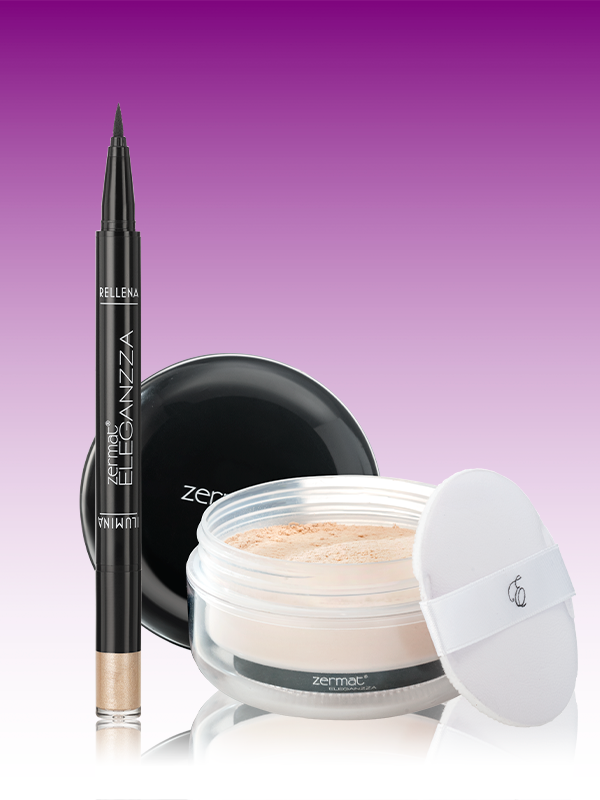 Polvo Traslúcido con Minerales Natural + Delineador e Iluminador para Cejas