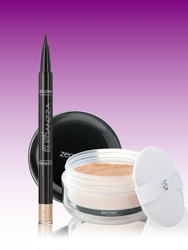 Polvo Traslúcido con Minerales Soleil + Delineador e Iluminador para Cejas