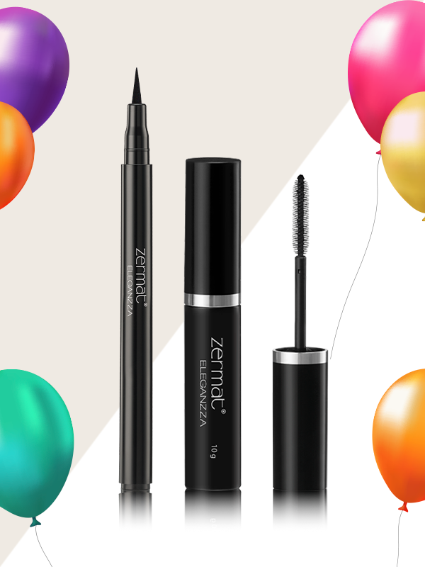 Máscara para Pestañas Ultra Defini Eleganzza + Delineador Líquido para Ojos Negro Eleganzza