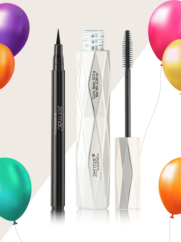 Máscara para Pestañas Irreal Lashes Eleganzza + Delineador Plumón para Ojos Negro Eleganzza