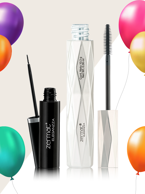 Máscara para Pestañas Irreal Lashes Eleganzza + Delineador Líquido para Ojos Negro Eleganzza