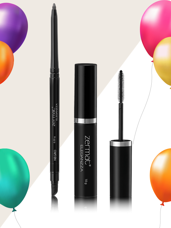 Máscara para Pestañas Ultra Defini Eleganzza + Delineador para Ojos Textura Cremosa Eleganzza Negro