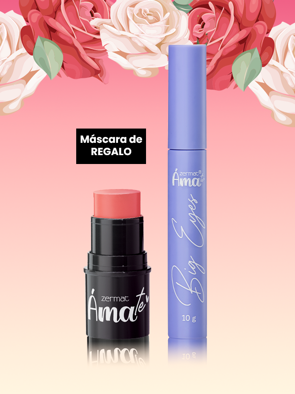 Barra 3 en 1 Ámate - Mejillas, Labios y Parpados Tono Sun + Máscara para Pestañas Big Eyes Ámate