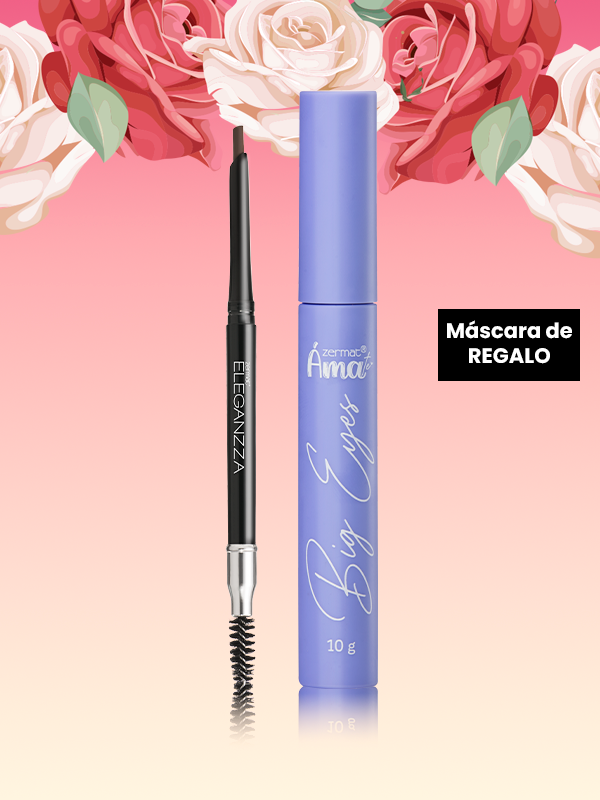 Lápiz Delineador para Cejas Eleganzza + Máscara para Pestañas Big Eyes Ámate