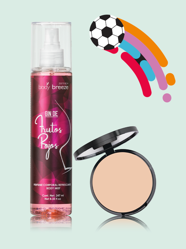 Refrescante Corporal Gin de Frutos Rojos Body Breeze + Polvo Compacto de Alta Cobertura Eleganzza Tono Marfil