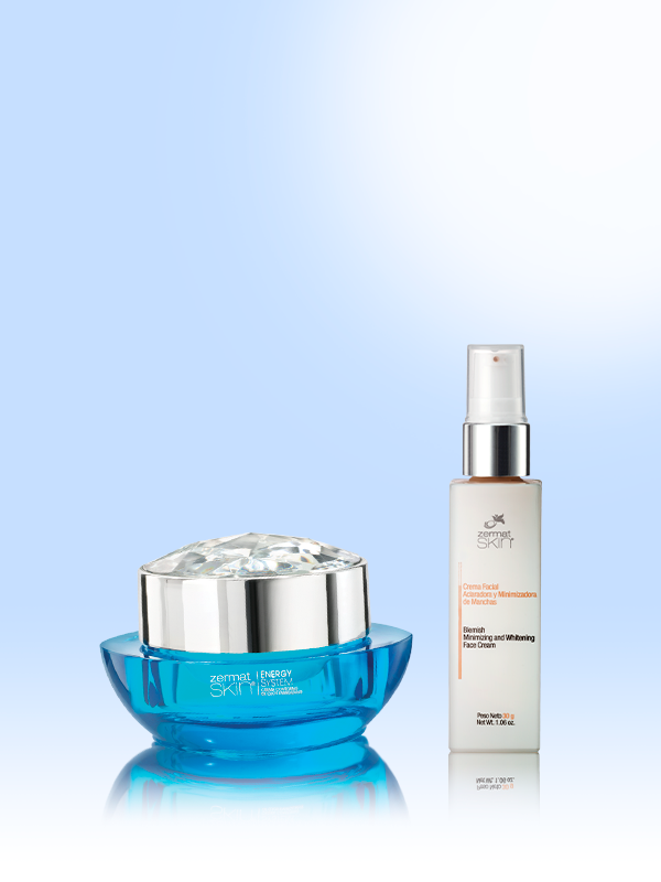 Crema Facial Aclaradora y Minimizadora de Manchas Zermat Skin + Crema Contorno de Ojos Energizante Energy System