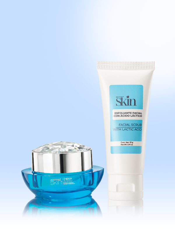 Exfoliante Facial con Vitamina E Zermat Skin + Crema Contorno de Ojos Energizante Energy System