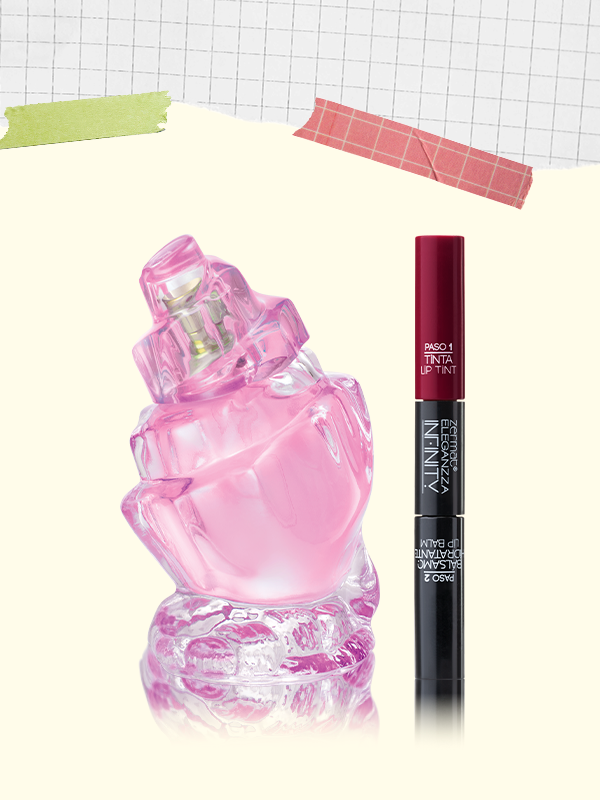 Perfume Caribe Rose + Tinta Labial de Larga Duración Más Bálsamo Hidratante Tono Granada