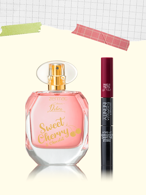 Perfume Berry Paradaise Cake + Tinta Labial de Larga Duración Más Bálsamo Hidratante Tono Granada