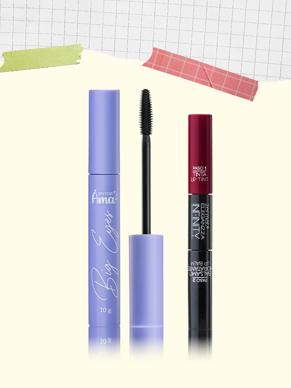 Máscara para Pestañas Big Eyes Ámate + Tinta Labial de Larga Duración Más Bálsamo Hidratante Tono Granada