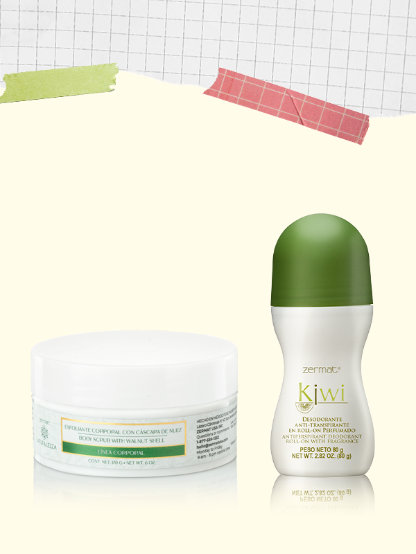 Desodorante Roll On Natural Kiwi + Exfoliante Corporal con Cáscara de Nuez Naturalezza