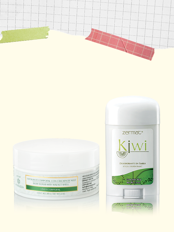 Desodorante En Barra Unisex Kiwi + Exfoliante Corporal con Cáscara de Nuez Naturalezza