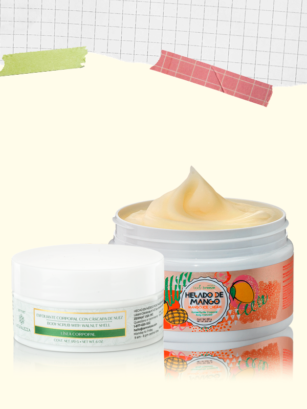 Humectante Corporal con Textura de Helado de Mango Body Breeze + Exfoliante Corporal con Cáscara de Nuez Naturalezza