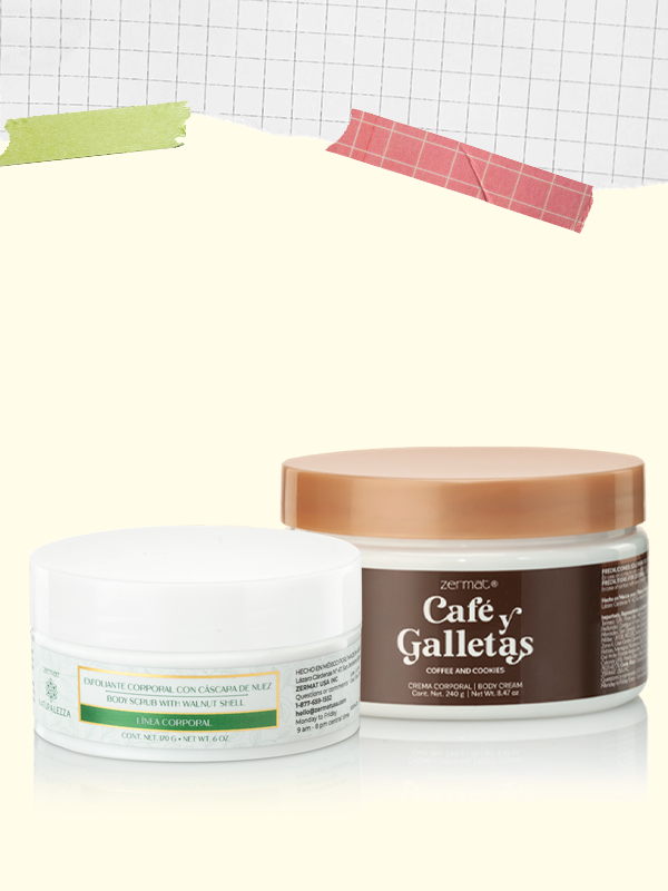 Crema Corporal Humectante Café y Galletas + Exfoliante Corporal con Cáscara de Nuez Naturalezza