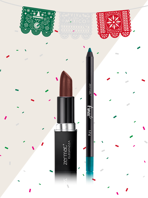Delineador en Cera para Ojos Tono Flash Green + Labial Semimate con Vitamina E Tono Café Desértico