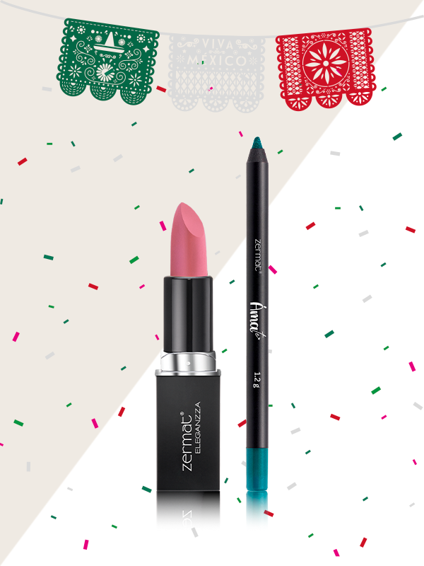 Delineador en Cera para Ojos Tono Flash Green + Labial Semimate con Vitamina E Tono Rosa Clavel
