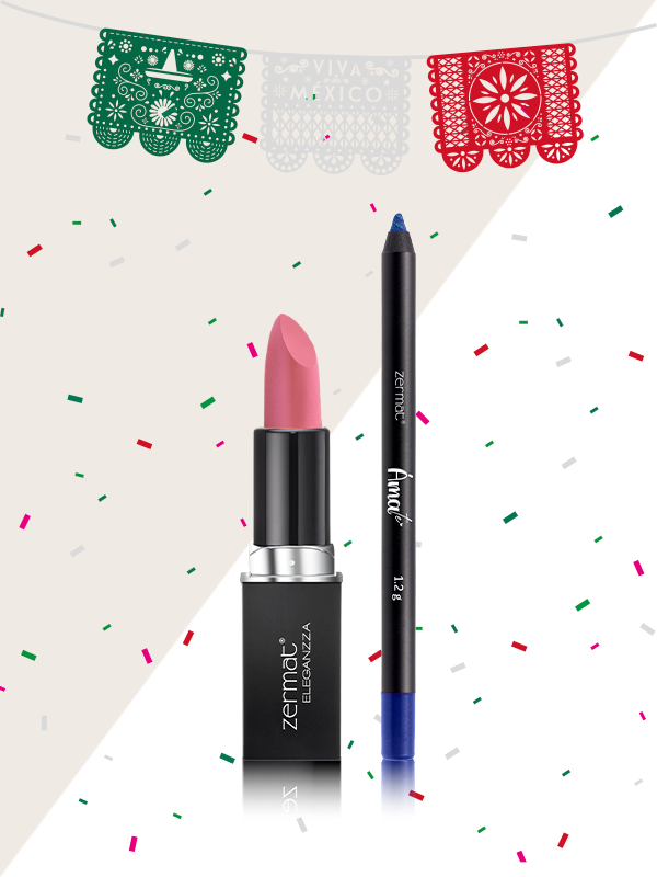 Delineador en Cera para Ojos Tono Metallic Blue + Labial Semimate con Vitamina E Tono Rosa Clavel
